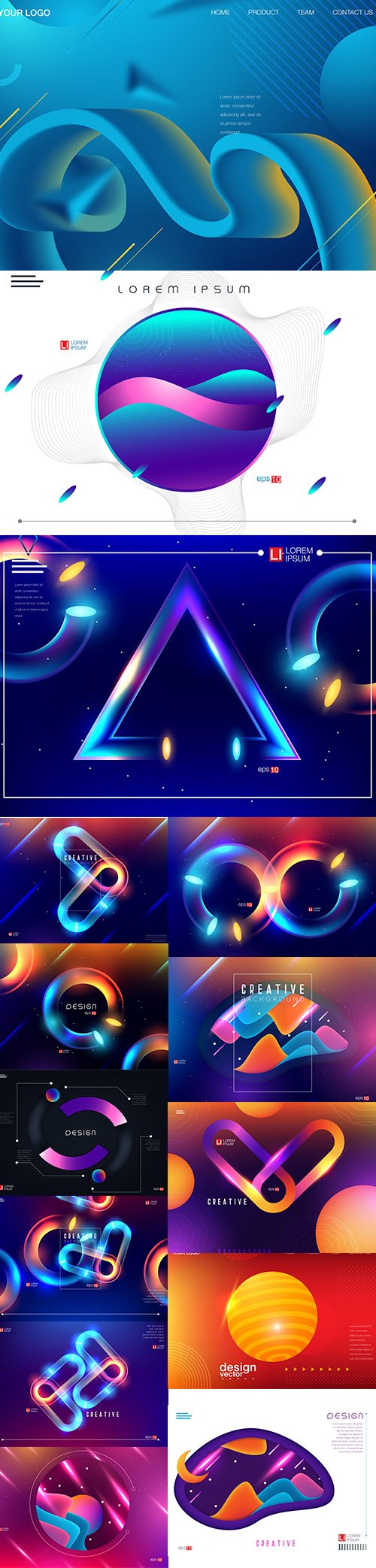 Abstract Colorful Futuristic Premium Illustrations Set