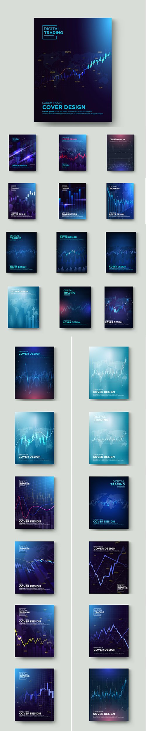 Cover Trading with Graphic Premium Illustrations Set