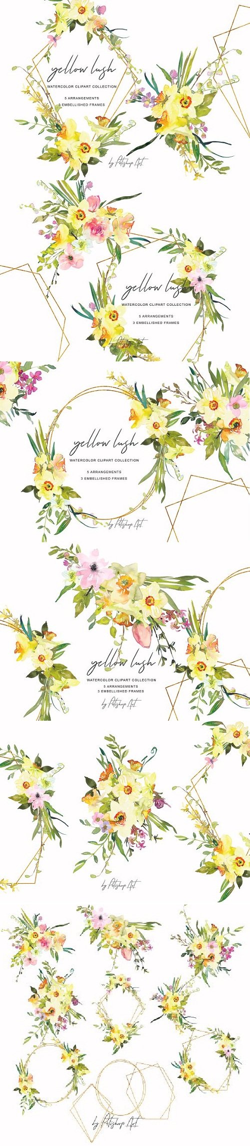 Watercolor Daffodil Bouquet & Frames
