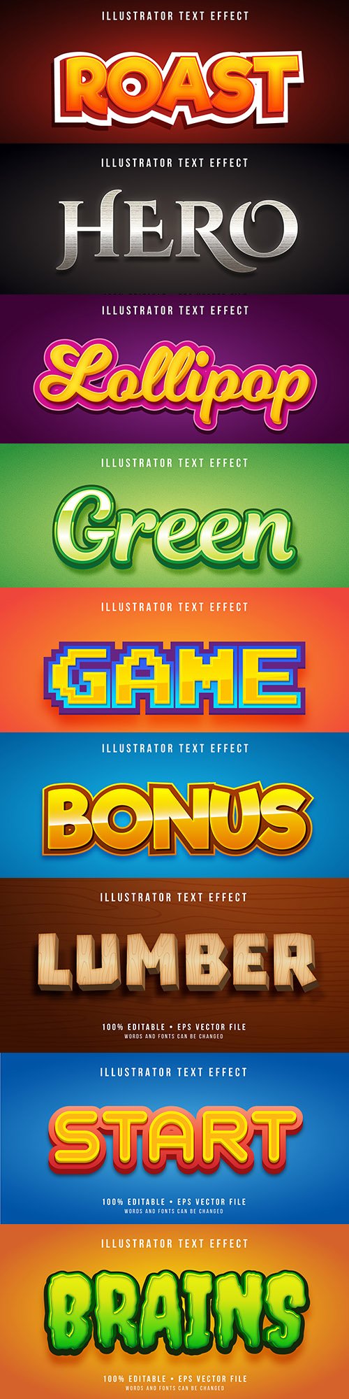 Editable font effect text collection illustration 15