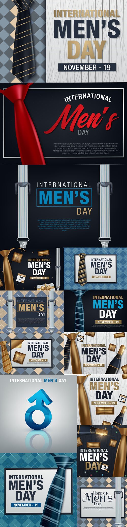 International Mans Day Vector Greeting Card