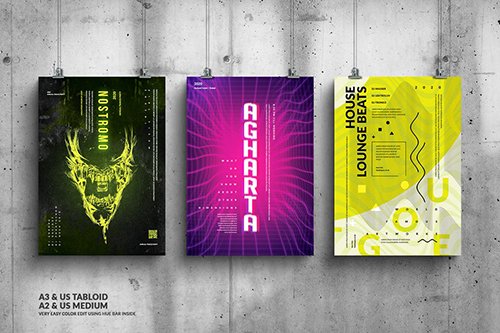 Party Music Events Big Posters Design Bundle