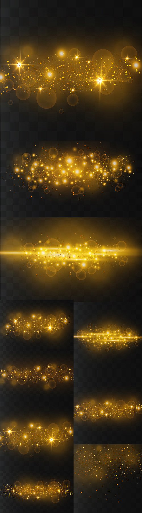 White Sparks Golden Stars Sparkle Light Effect Set