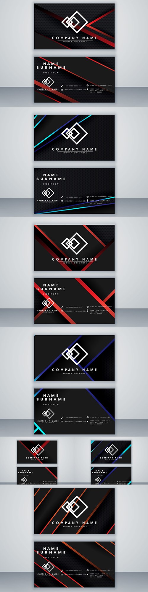 Modern design business card template in dark style