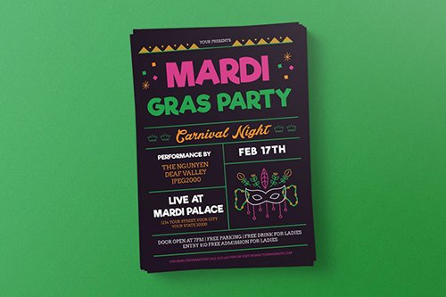 Mardi Gras Flyer PSD