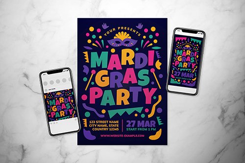 Mardi Gras Flyer Set PSD