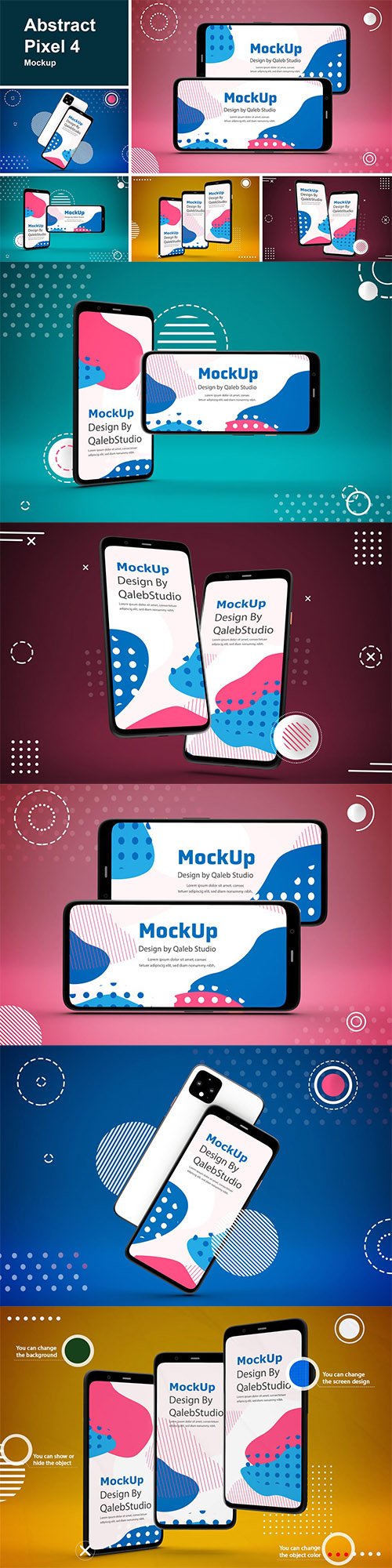 Abstract Pixel 4 mockup PSD