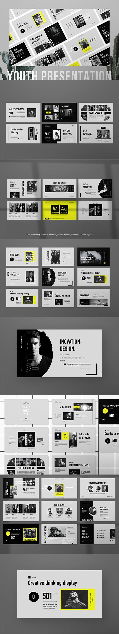 Youth Minimal Brand Business PowerPoint, Keynote and Google Slides Template