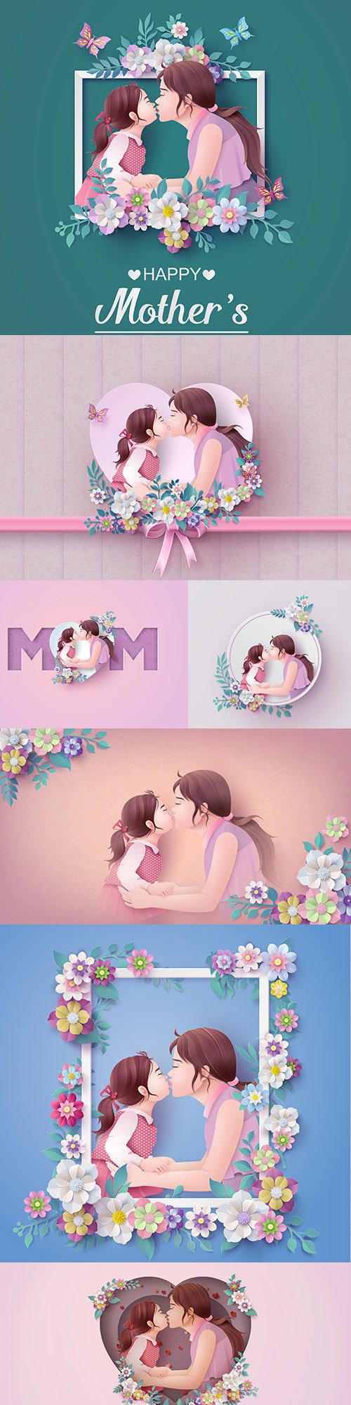 Mother's day happy mother with child illustration