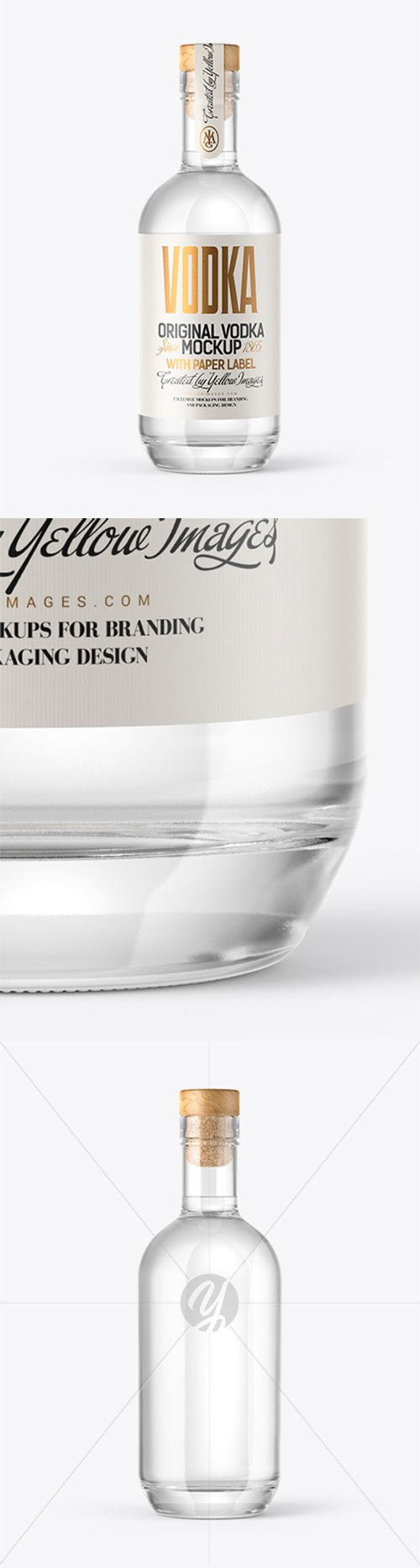 Vodka Bottle with Wooden Cap Mockup