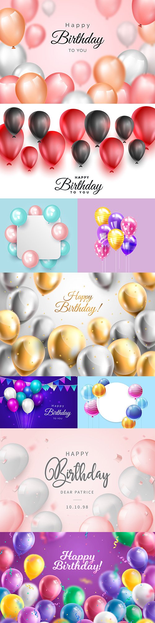 Realistic balloons for birthday invitation design 3