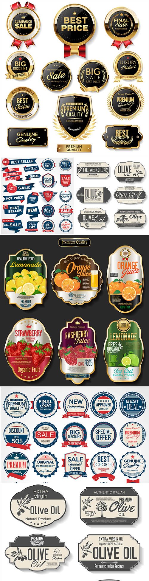 Premium quality gold badges and labels collection 35