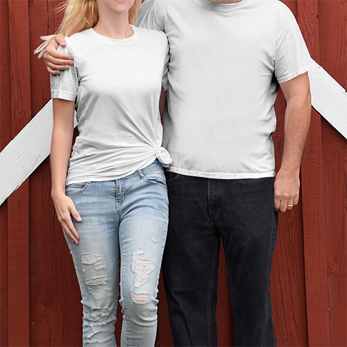 Couple T-Shirt Mockup Display Photoshop PSD