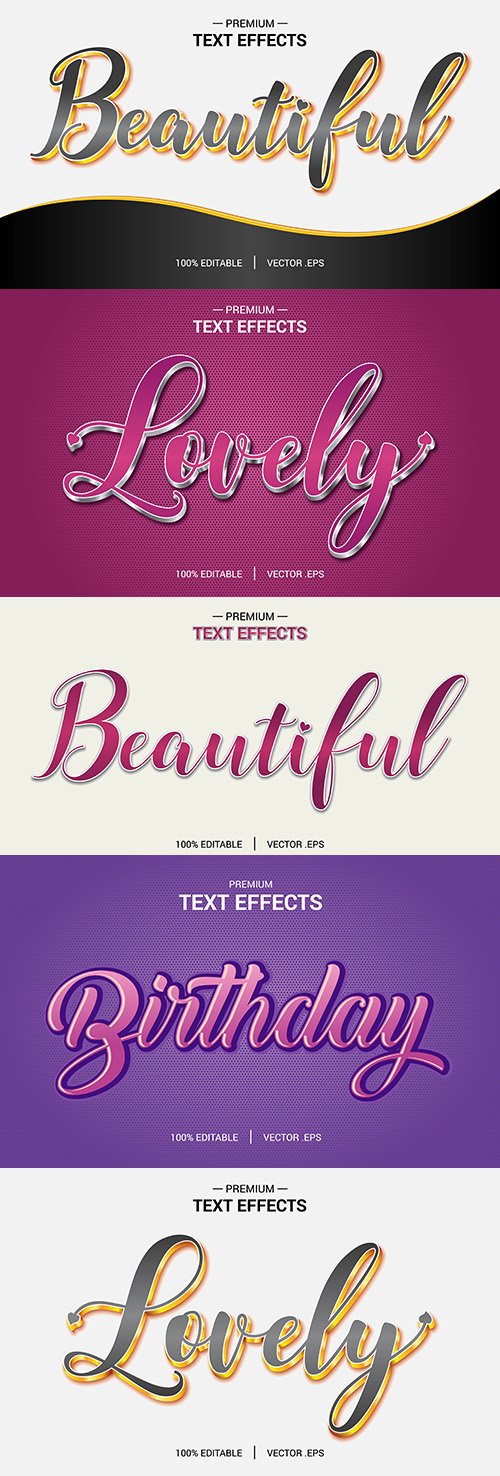 Elegant and beautiful text effect premium vector