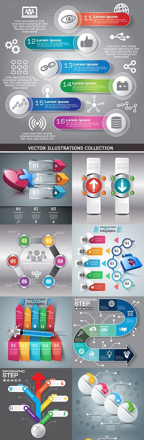 Business infographics options elements collection 35