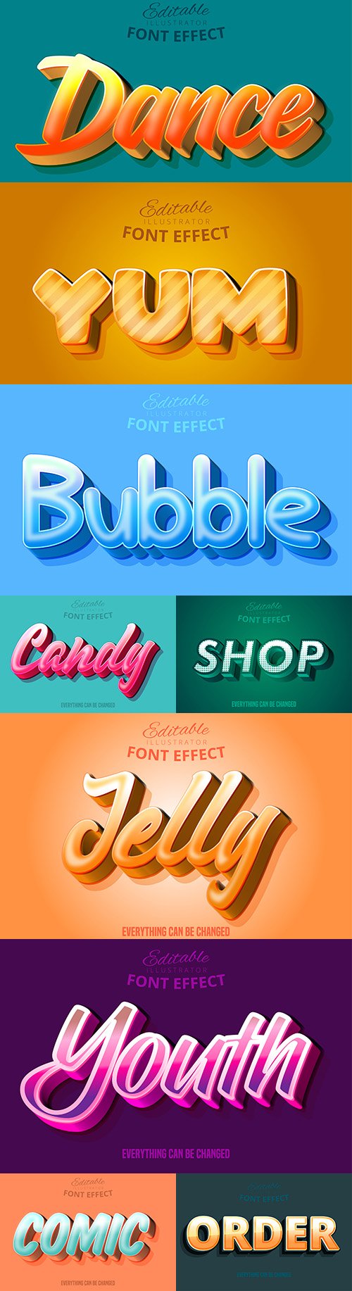 Editable font effect text collection illustration 25