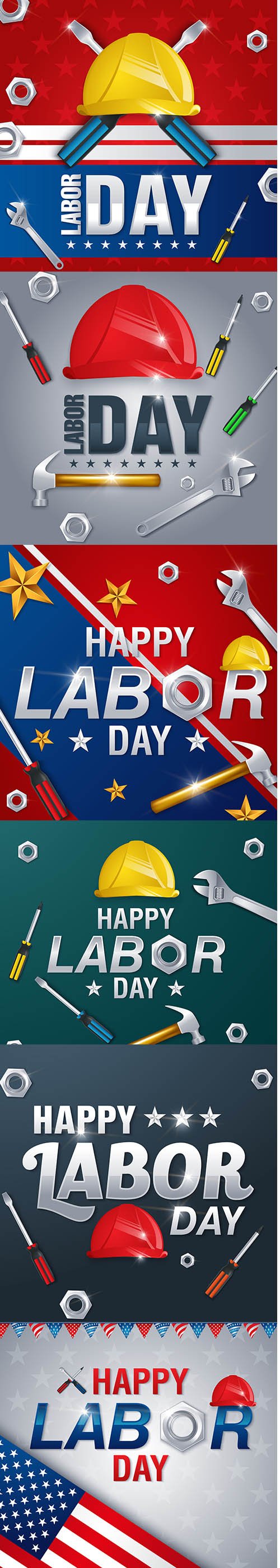Vector Illustrations of Happy Labor Day USA
