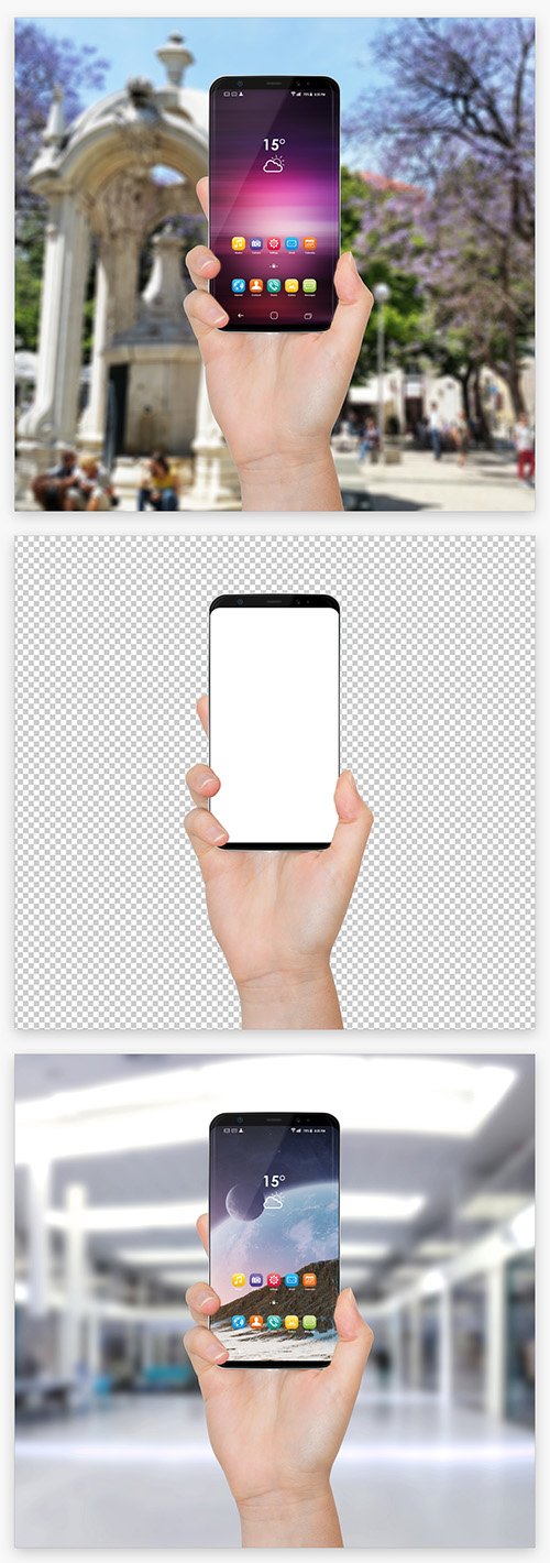 Isolated Hand Holding a Smartphone Mockup