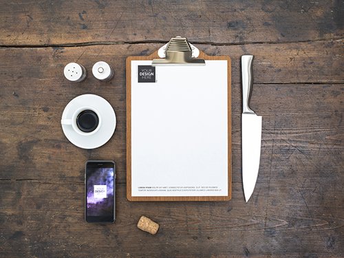 Restaurant menu or corporate identity design mockup
