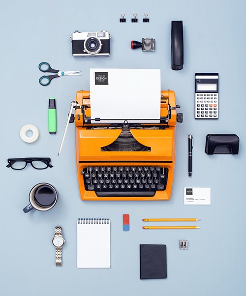 Stationery and Business Card Mockup with Office Supplies