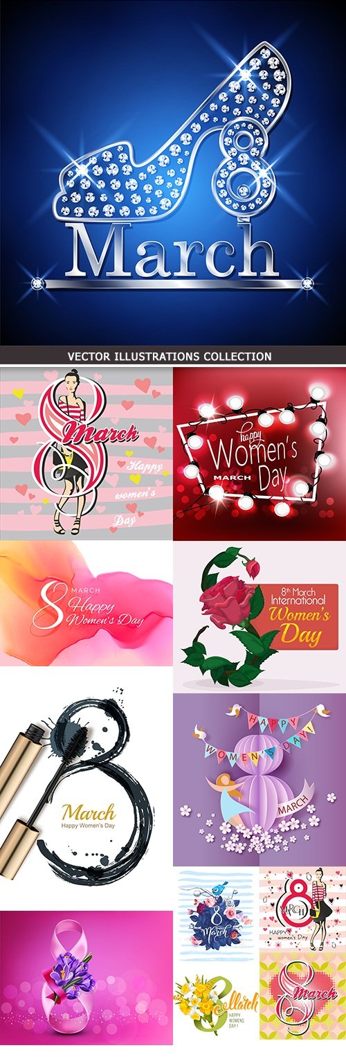 Women's Day March 8 decorative flowers design collection 3