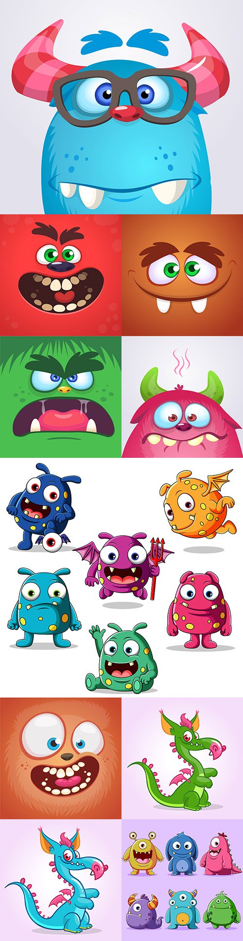 Funny cartoon monsters illustration