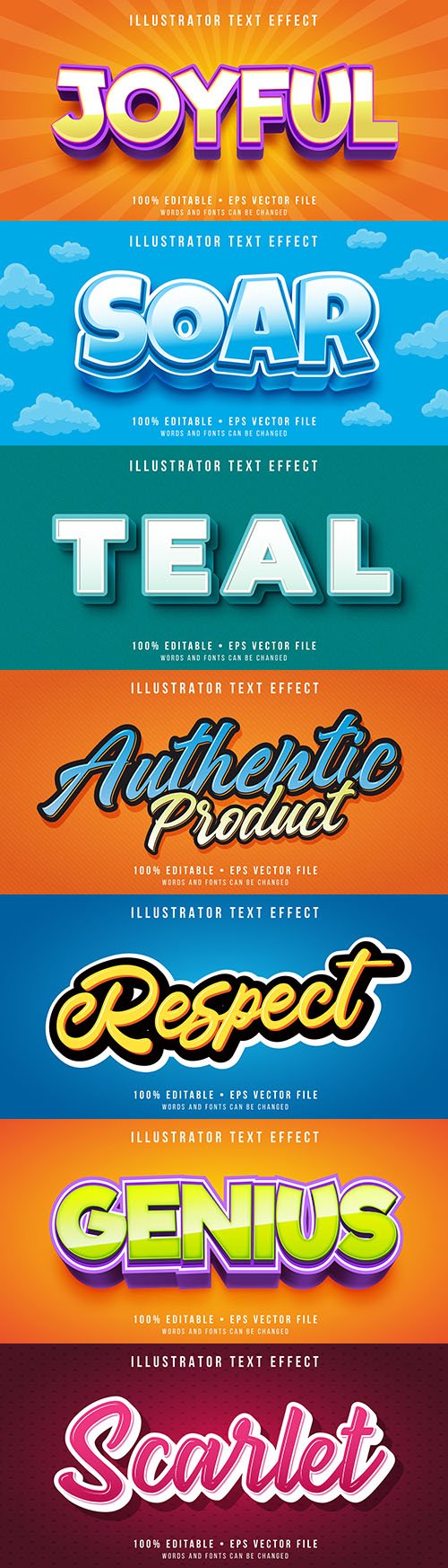Editable font effect text collection illustration 26