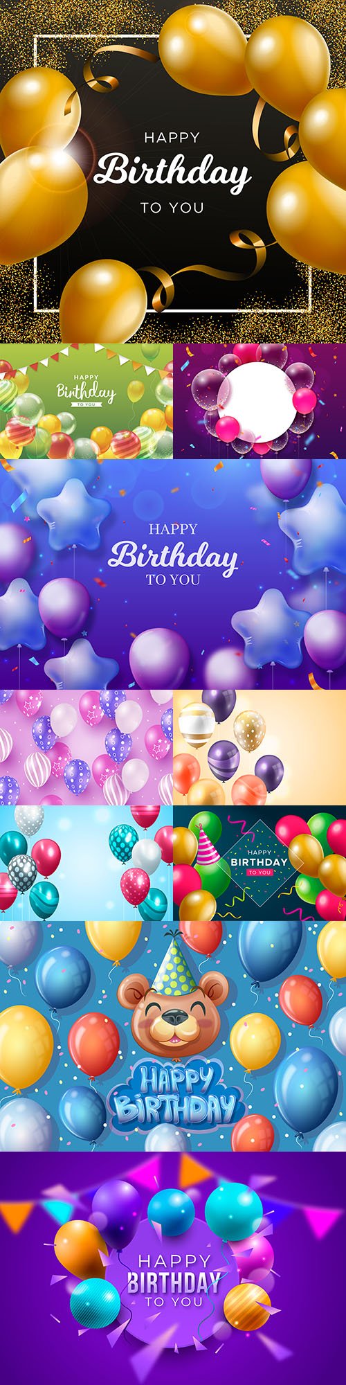 Happy birthday holiday invitation realistic balloons 3