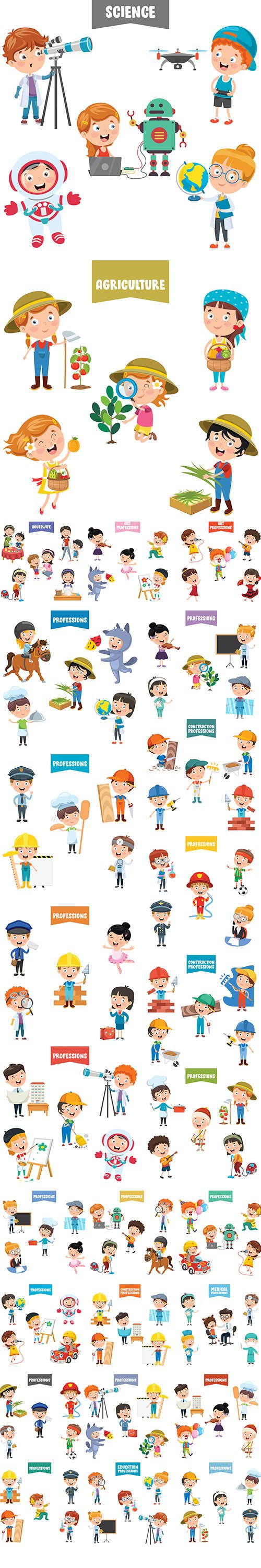 Cartoon Characters Different Professions