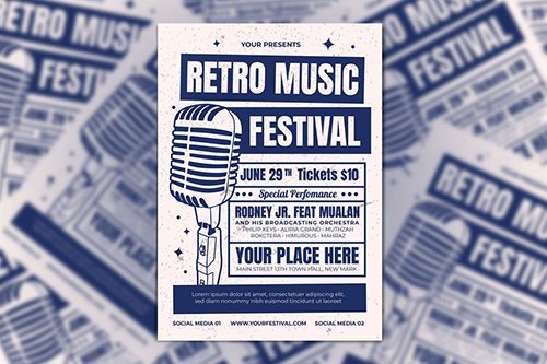 Retro Music Experience Flyer PSD