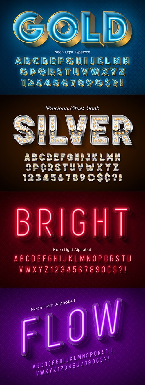 Editable font neon effect text collection illustration 27