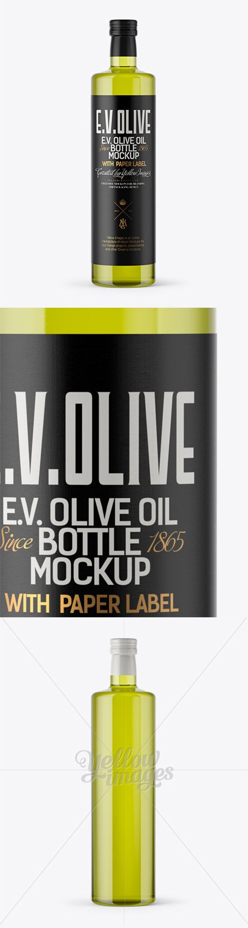 1L Clear Glass Olive Oil Bottle Mockup