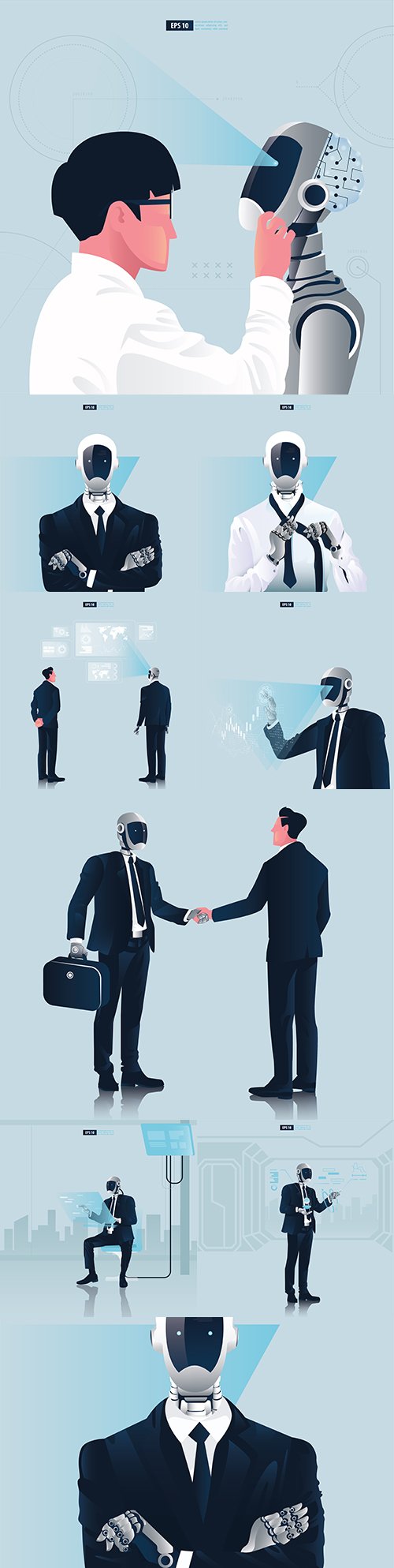 Businessman and robot concept of artificial intelligence technology