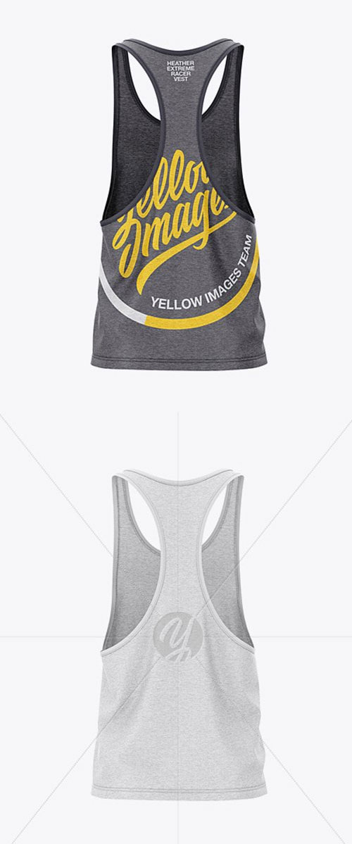 Mens Heather Racer-Back Tank Top Mockup