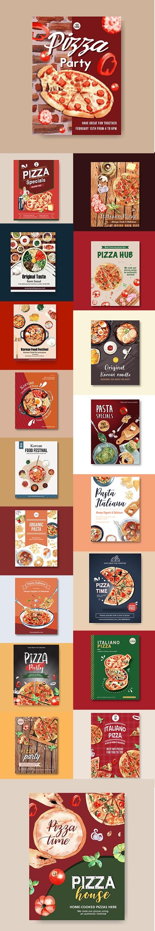 Food Poster Design Watercolor Illustrations