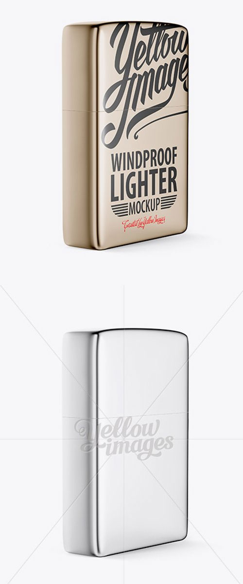 Metallic Lighter Mockup - Halfside View