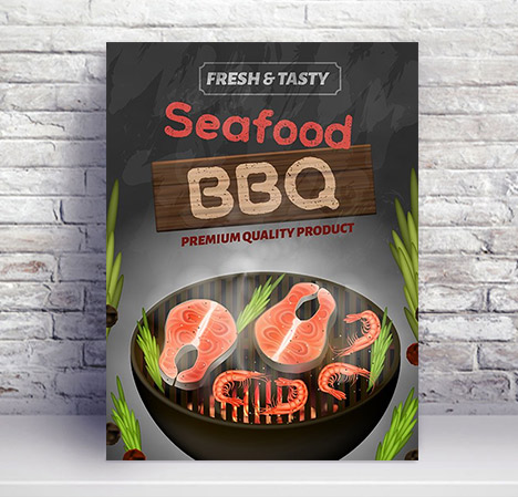 Seafood BBQ Banner Freshand Tasty Product Flyers