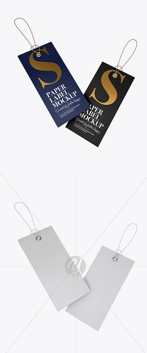 Two Textured Paper Label With Rope Mockup