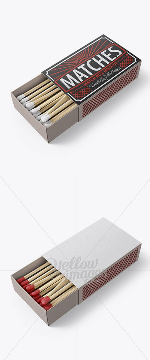 Download Opened Carton Match Box Mockup Half Side View Mockups Free Psd Templates