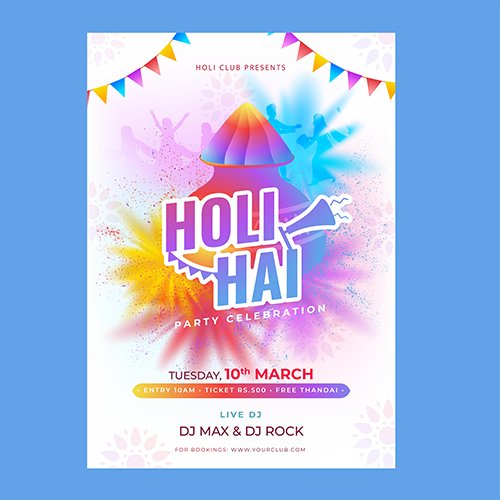 Holi Hai Party Template Flyer